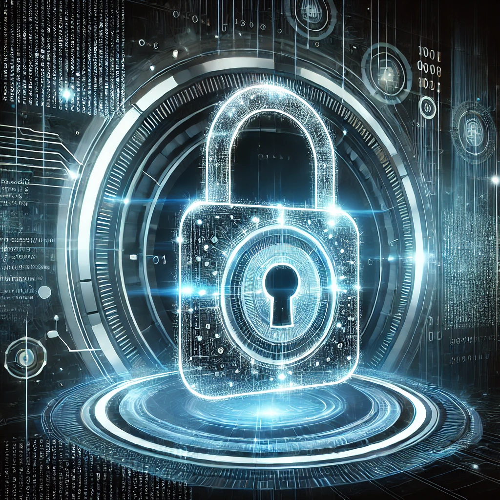Illustration d’un cadenas numérique lumineux représentant la sécurité des données et la confidentialité en ligne