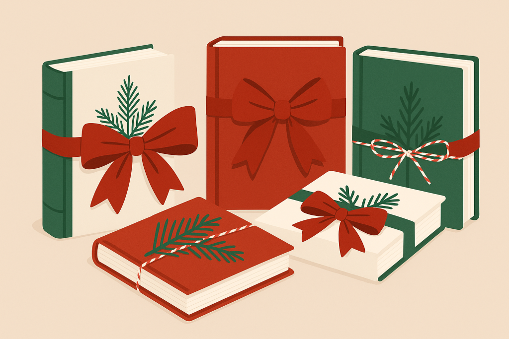 Illustration livres sur la finance durable pour noel