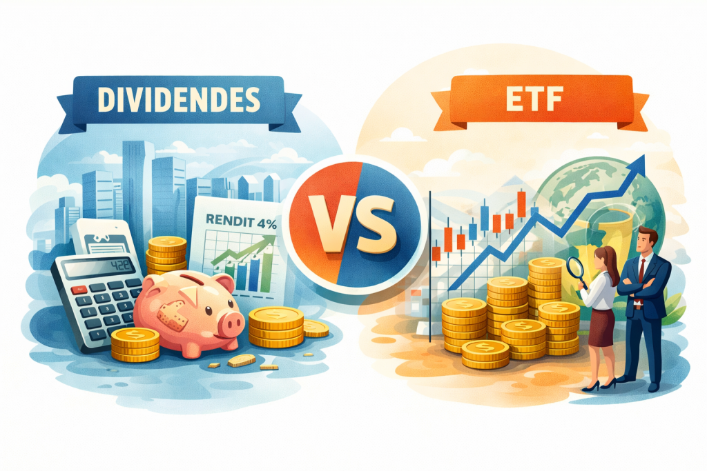 comparaison ETF vs dividendes pour générer des revenus passifs et faire croître son capital
