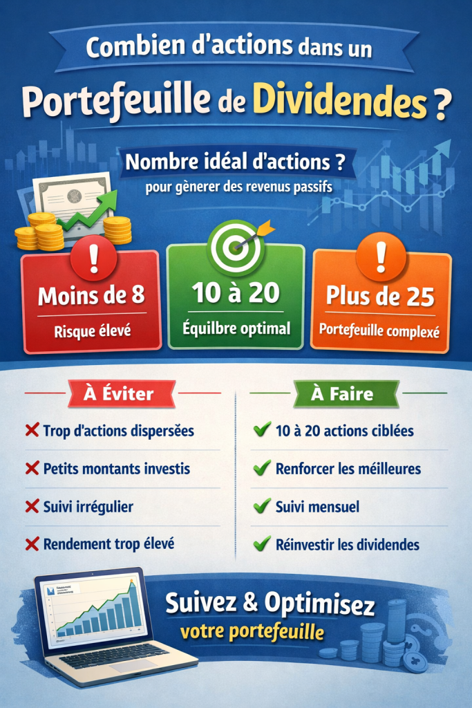nombre d’actions idéal dans un portefeuille de dividendes pour générer des revenus passifs